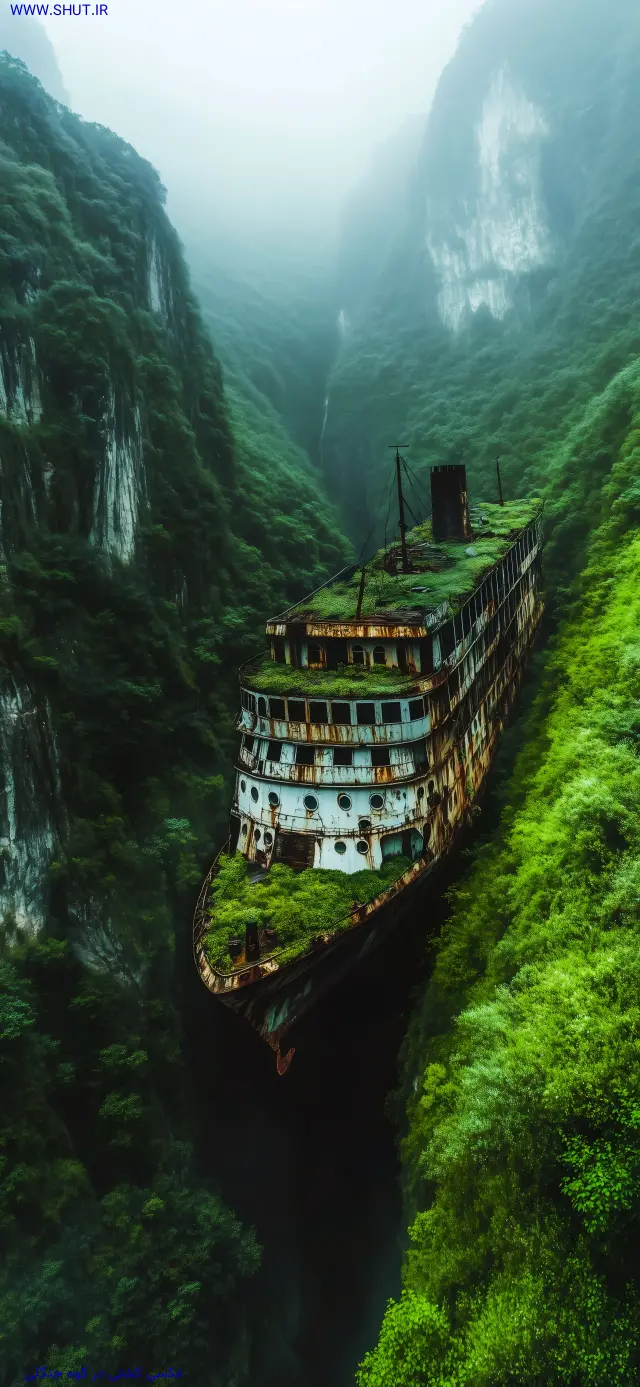 عکس کشتی در کوه جنگلی