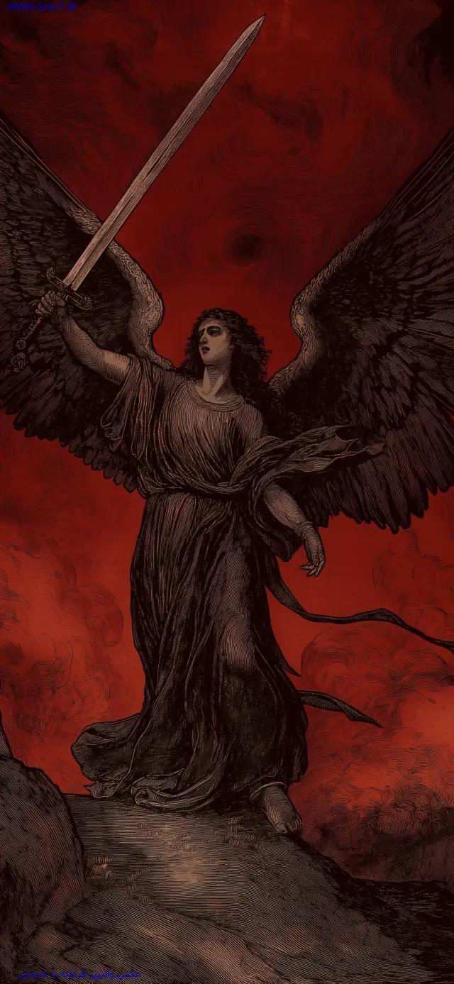 عکس والپیپر فرشته با شمشیر