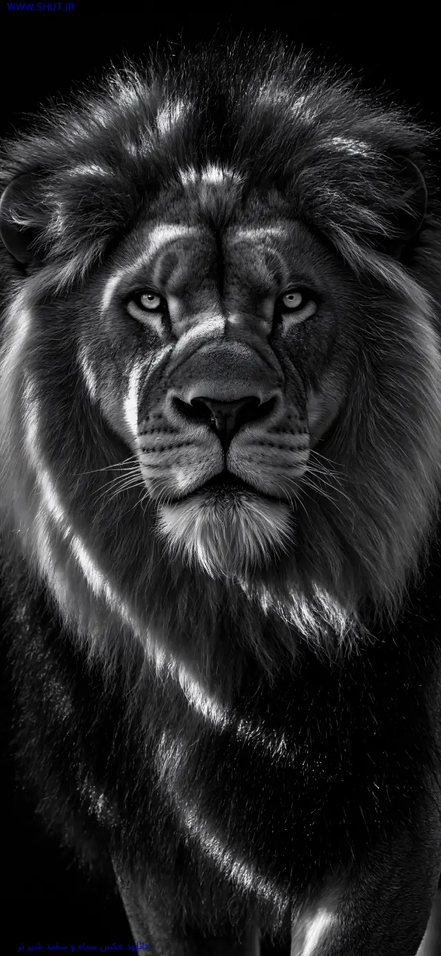 دانلود عکس سیاه و سفید شیر نر