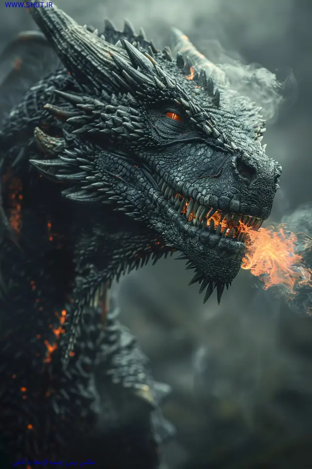 عکس پس زمینه اژدها با آتش