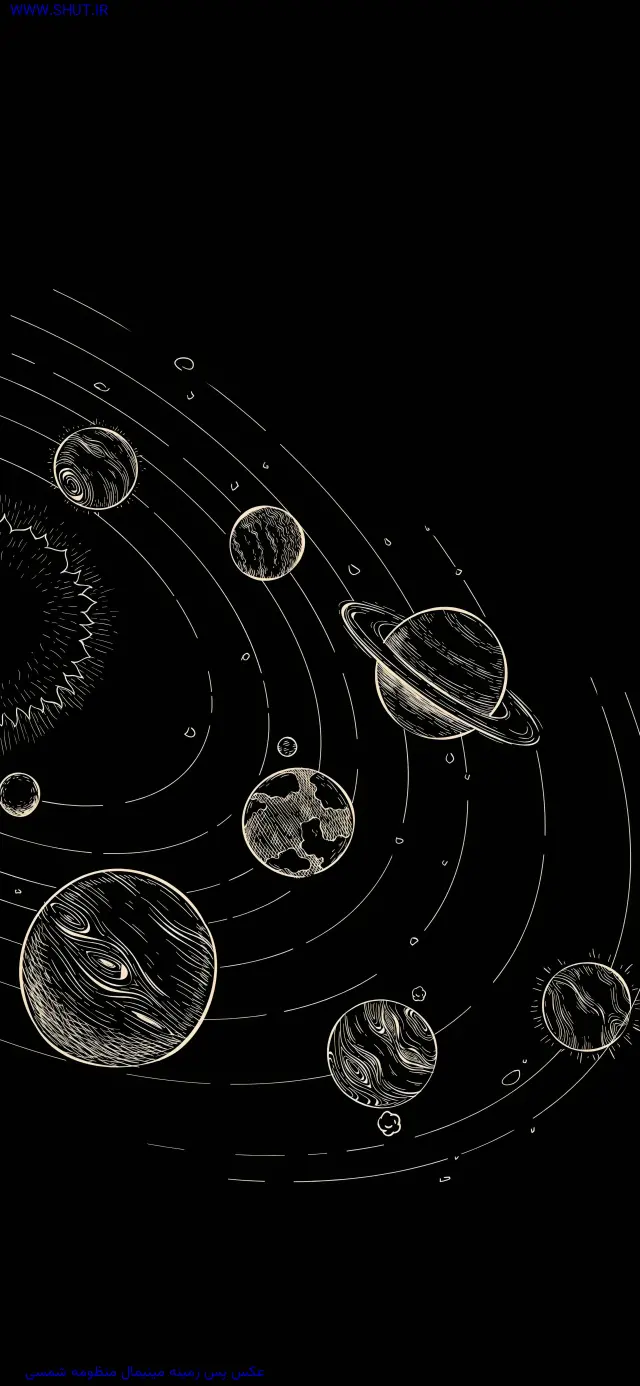 عکس پس زمینه مینیمال منظومه شمسی