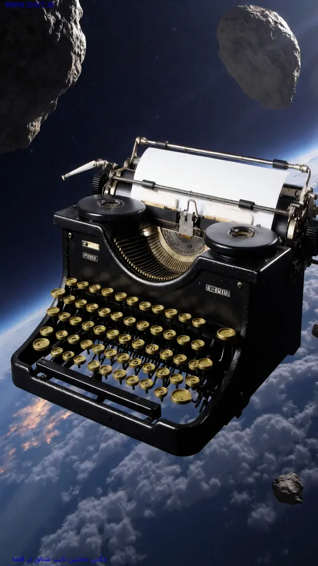 عکس ماشین تایپ شناور در فضا