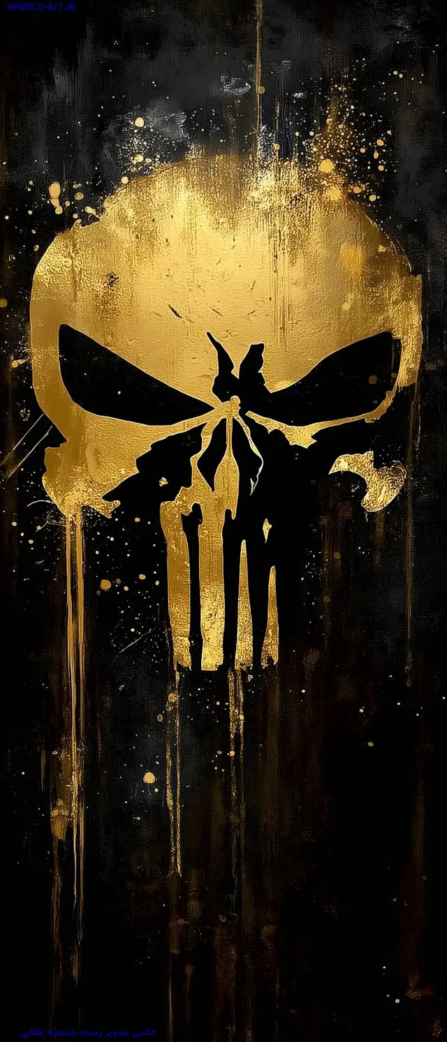 عکس تصویر زمینه جمجمه طلایی 8K