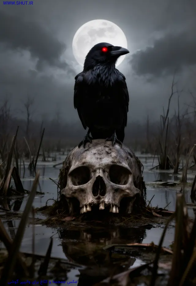 عکس جمجمه و کلاغ برای والپیپر گوشی