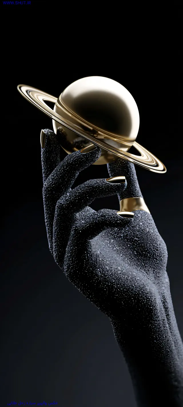 عکس والپیپر سیاره زحل طلایی