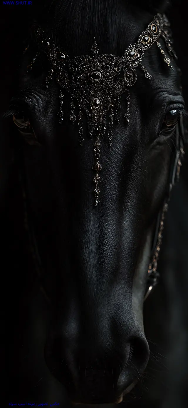 عکس تصویر زمینه اسب سیاه 8K