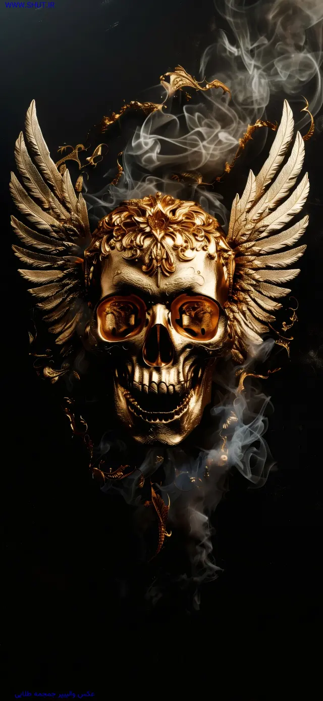 عکس والپیپر جمجمه طلایی 8K