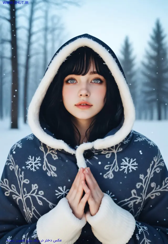 عکس دختر در برف برای تصویر زمینه