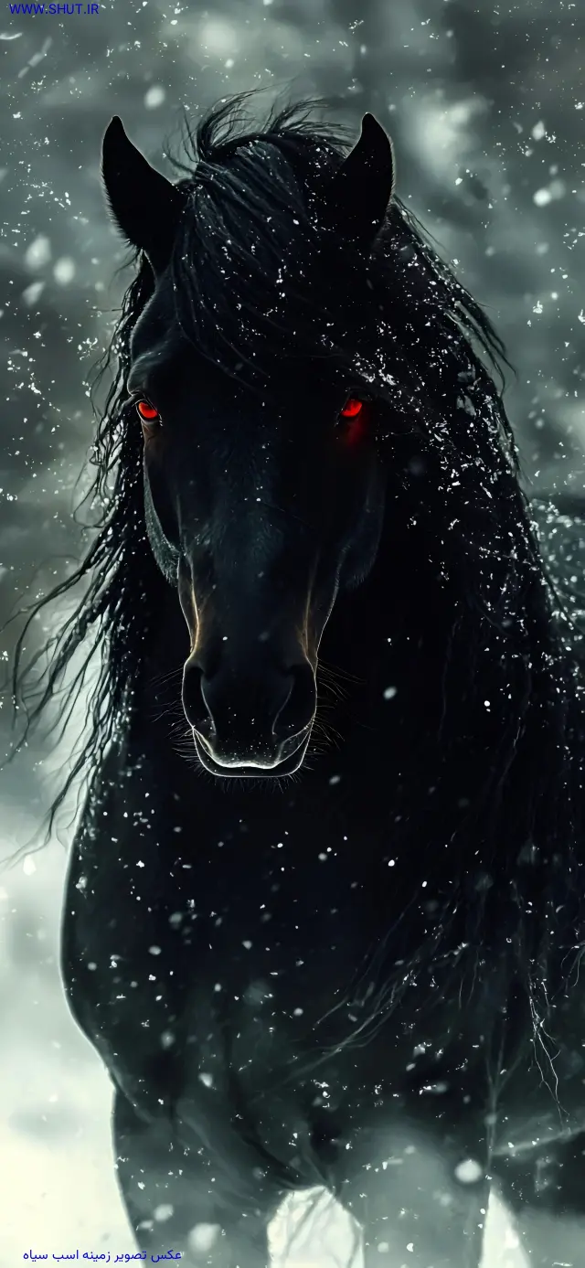 عکس تصویر زمینه اسب سیاه