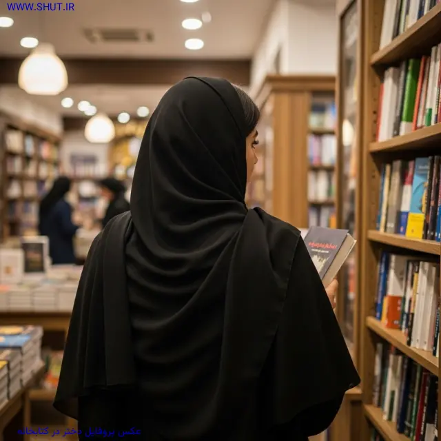 عکس پروفایل دختر در کتابخانه