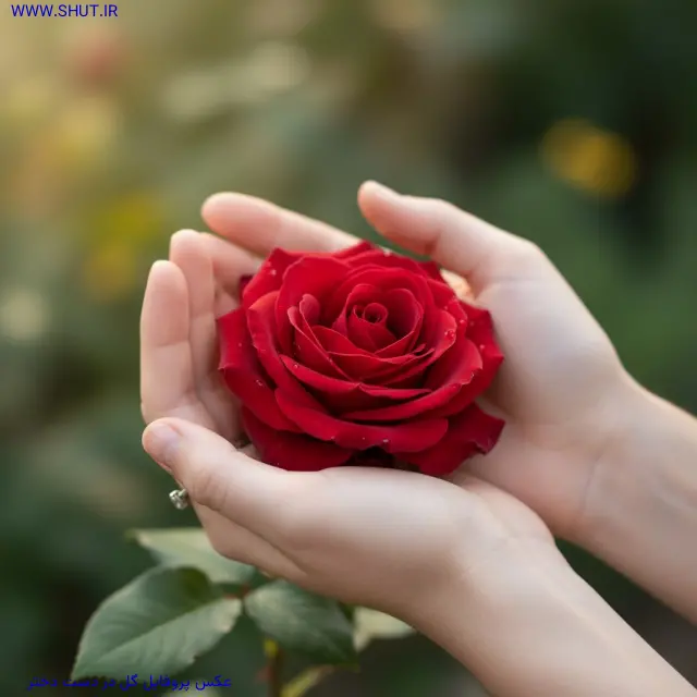 عکس پروفایل گل در دست دختر