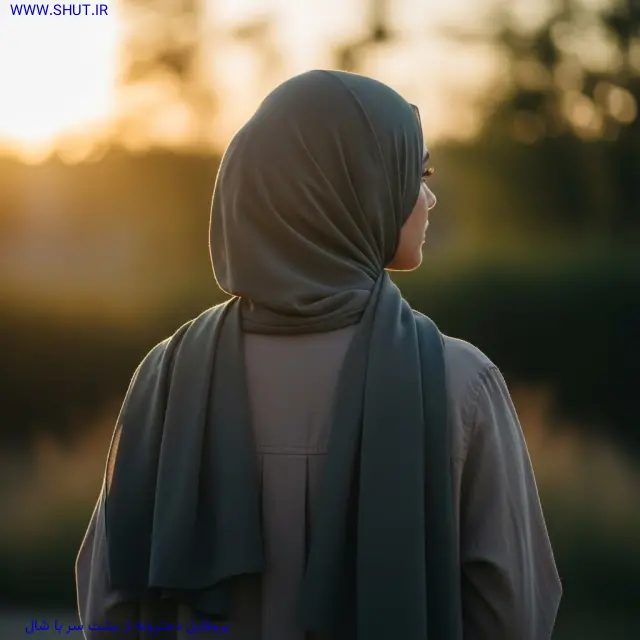 پروفایل دخترونه از پشت سر با شال