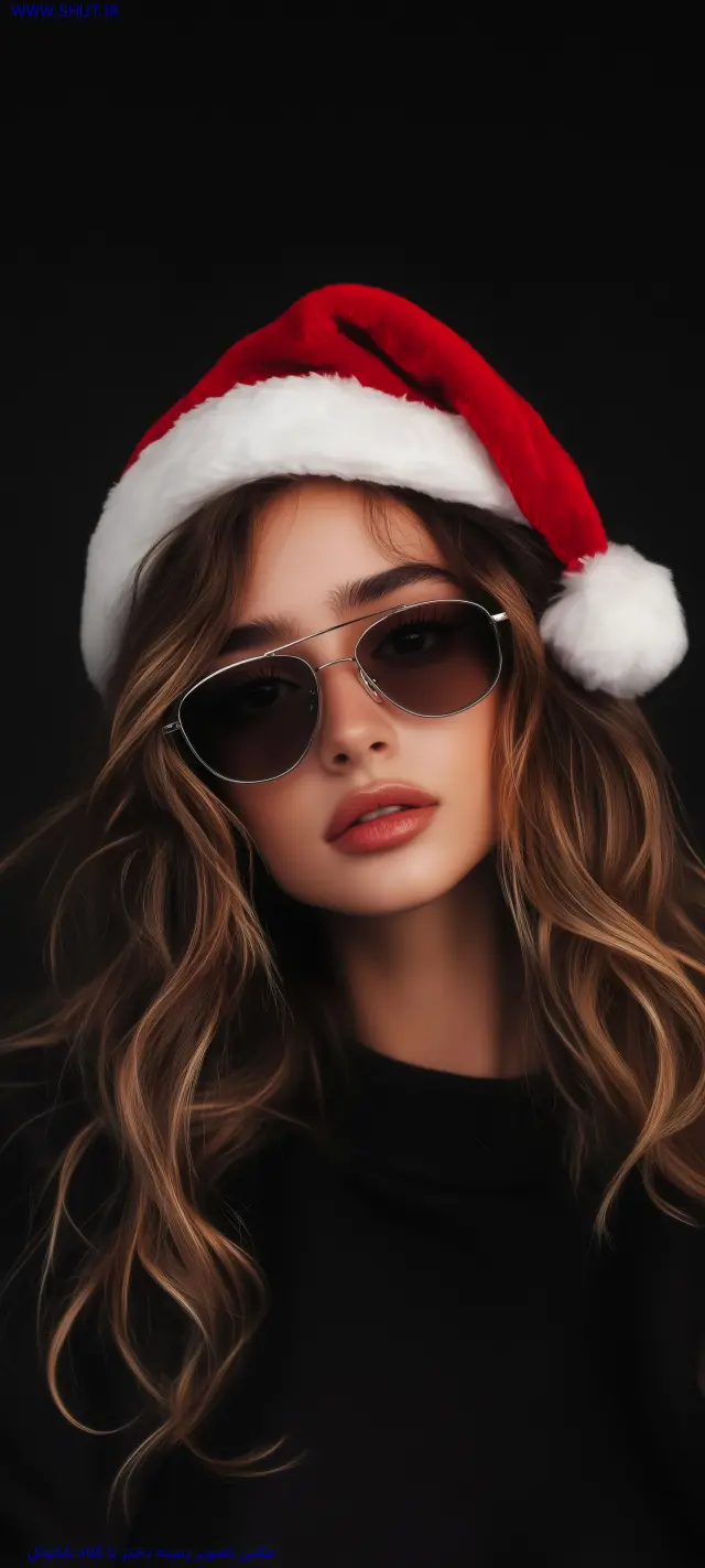 عکس تصویر زمینه دختر با کلاه بابانوئل