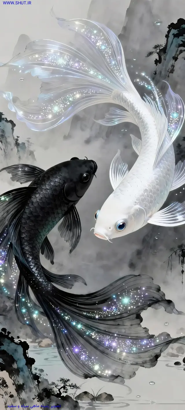 تصویر زمینه ماهی سیاه و سفید